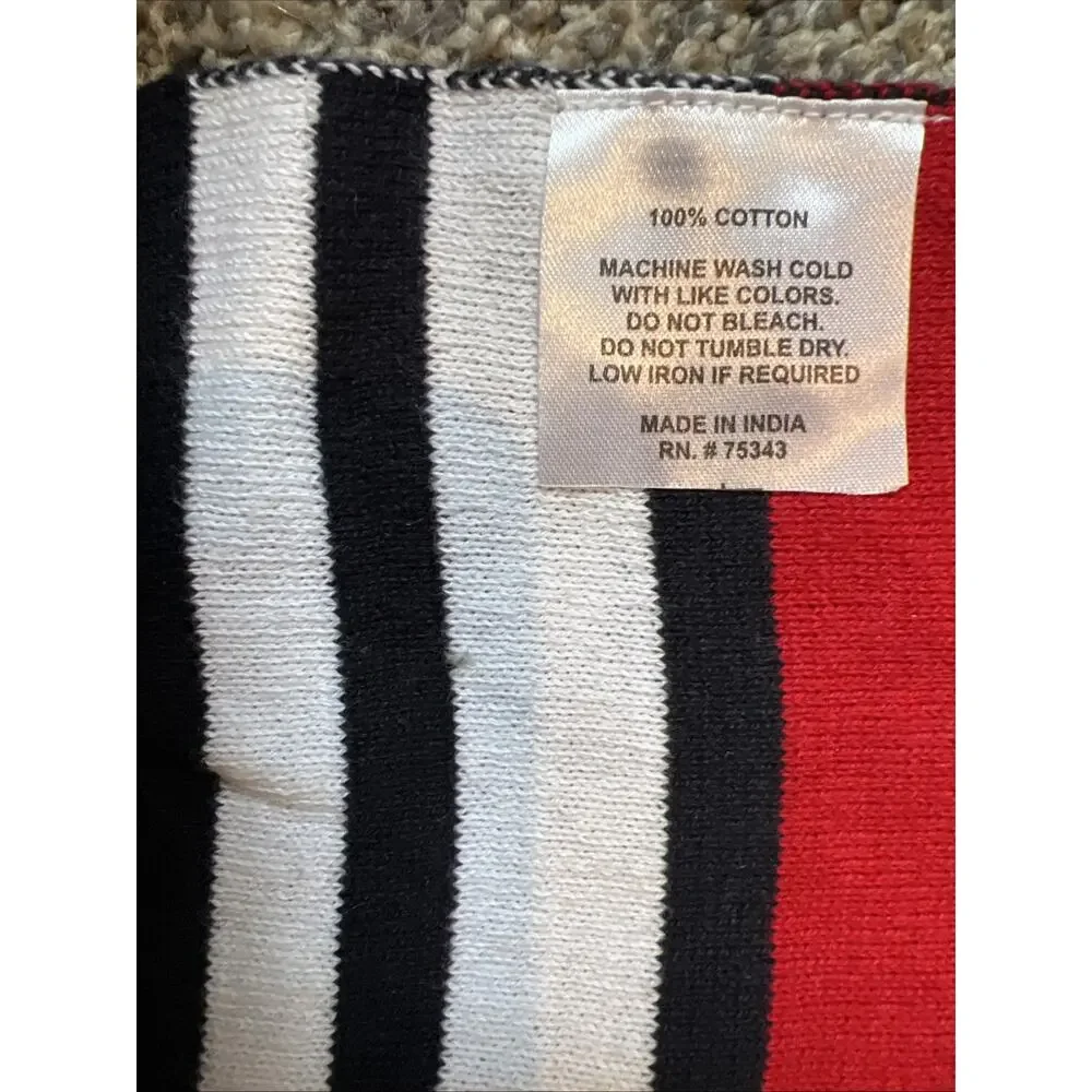 Nautical Throw Blanket 50x60 Knit Red White Blue Stripe Anchor Coastal Beach NEW